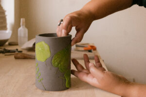 Feb 2025 Delhi In person Pottery Workshop Handmade Floral Clay Cup Ceramic Mug