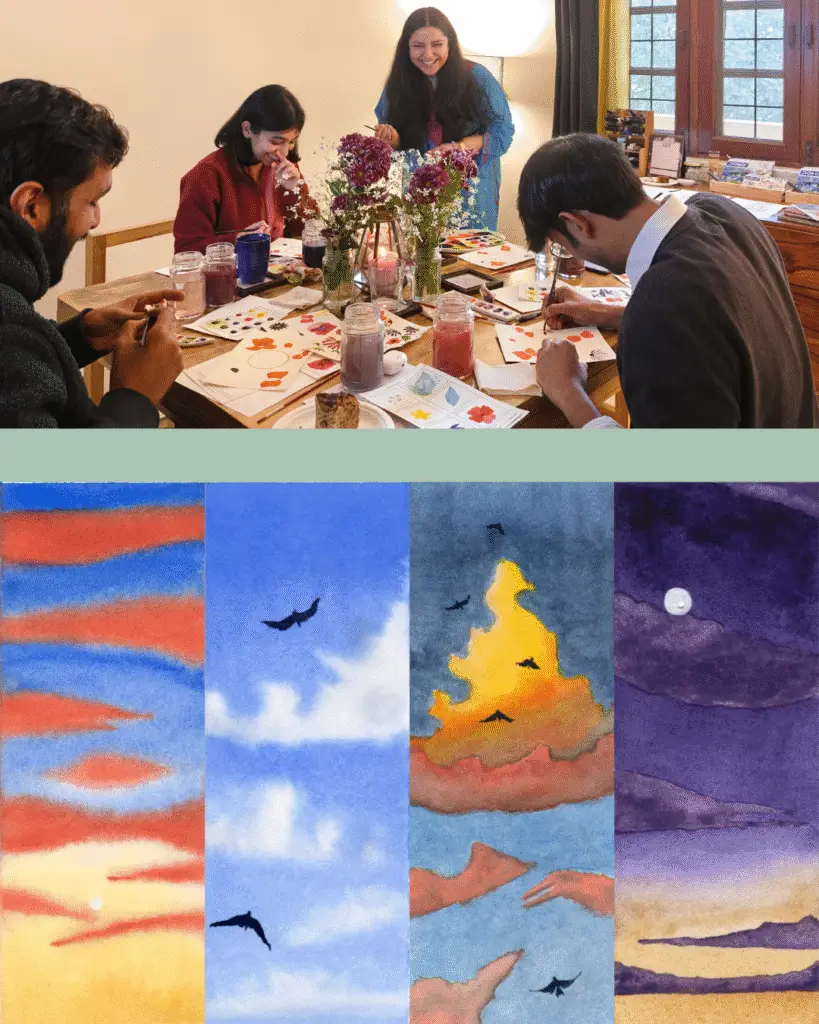 All Skies Paintings together Watercolour Skies Art Workshop Studio Artinject In person Art Class in Delhi 2